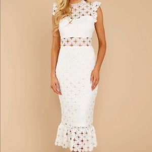 White Crochet Midi Dress